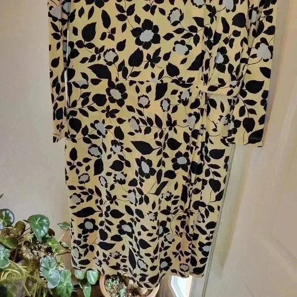 Lands' End Blue & Cream Floral Flower‎ Longsleeve Dress, Size L/P 14-16 - Picture 5 of 10